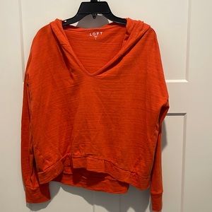 Never worn. Loft V-neck orange cropped
 hooded.